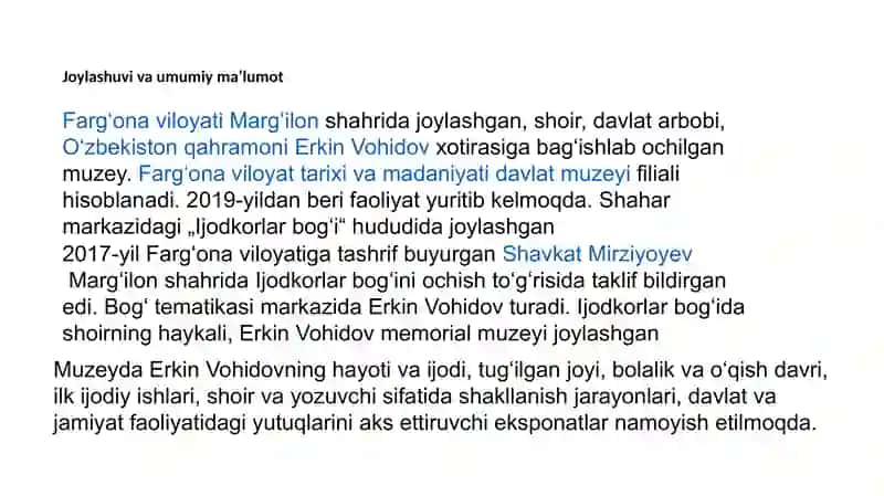 Erkin Vohidov memorial muzeyi 2