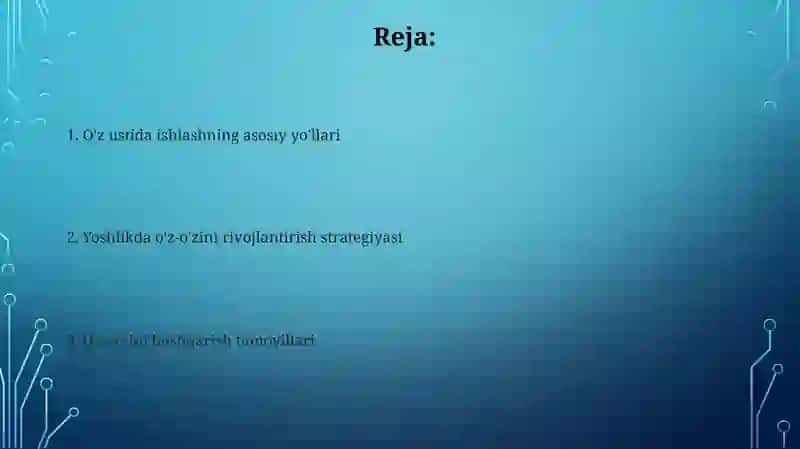 O'z-o'zini boshqarish va uni takomillashtirish tamoyillari 2