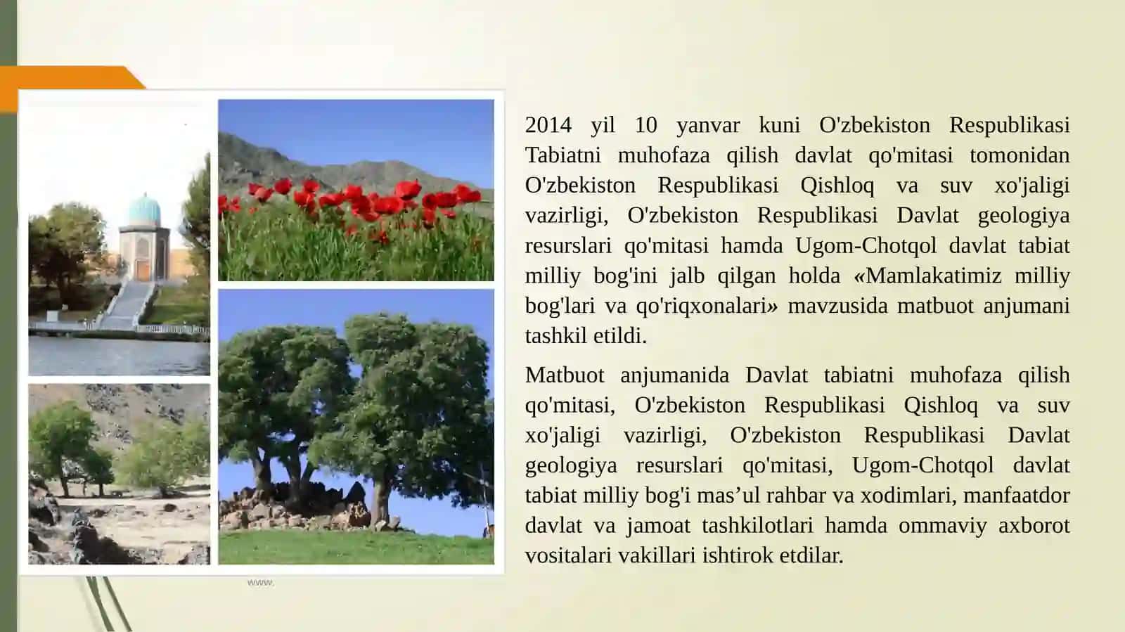 Mamlakatimiz milliy bog'lar va qo'riqxonalar 2