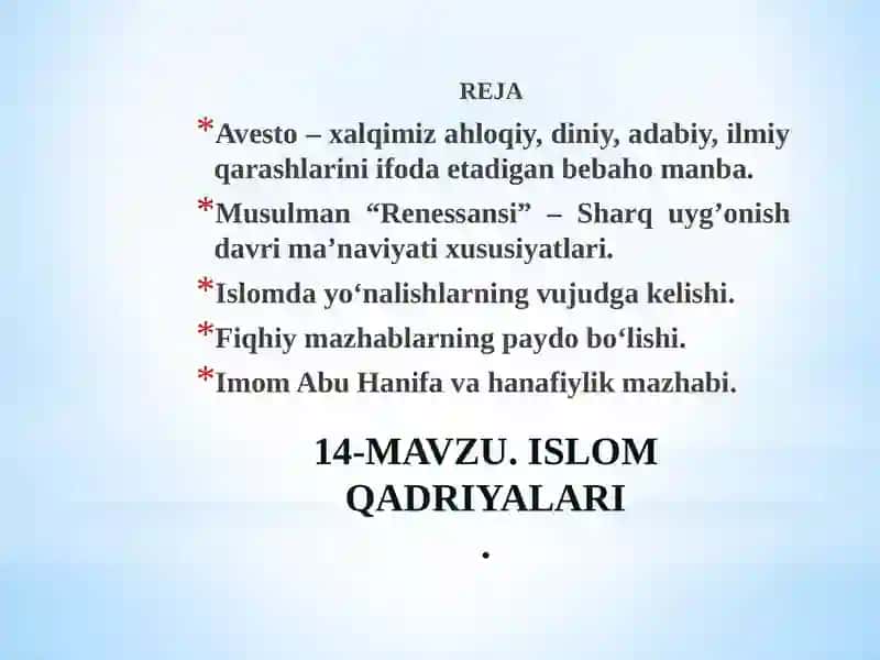 ISLOM QADRIYAtLARI 2