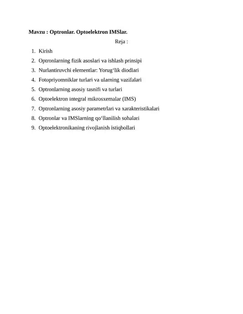 Optronlar. Optoelektron IMSlar. 2