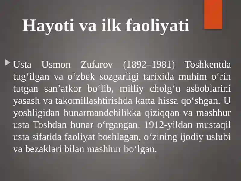 Usta Usmon Zufarov ijodi 2