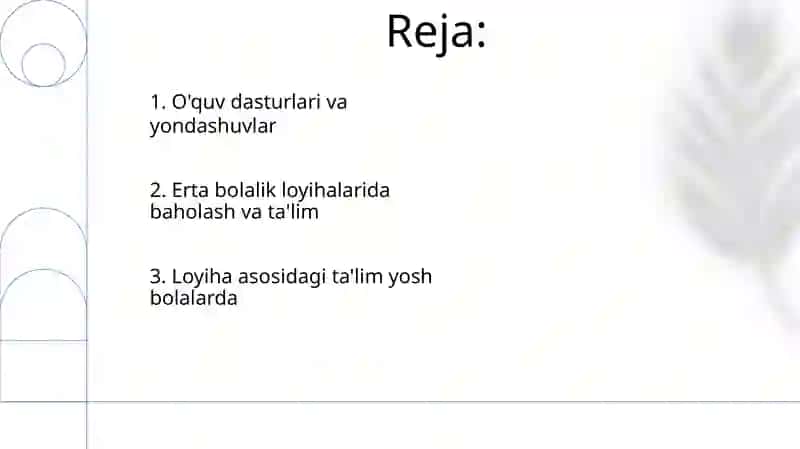 Erta bolalik loyihalarida baholash va ta'lim 2