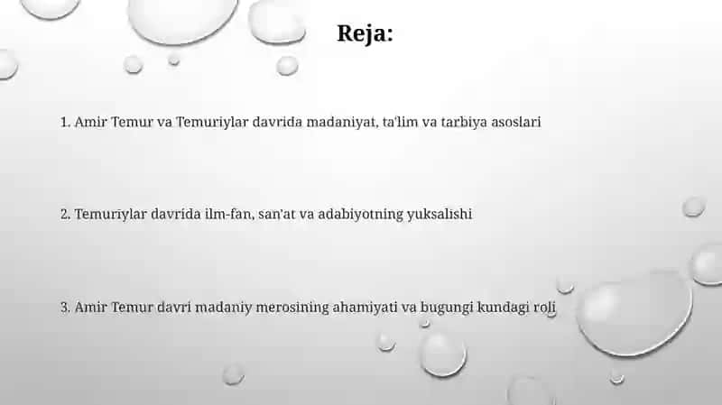 Amir Temur va temuriylar davrida madaniyat ta'limi-tarbiya masalalari 2