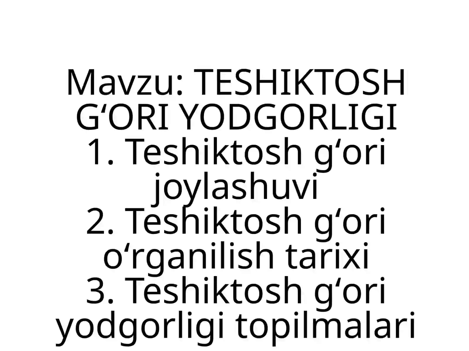 TESHIKTOSH GʻORI YODGORLIGI 2