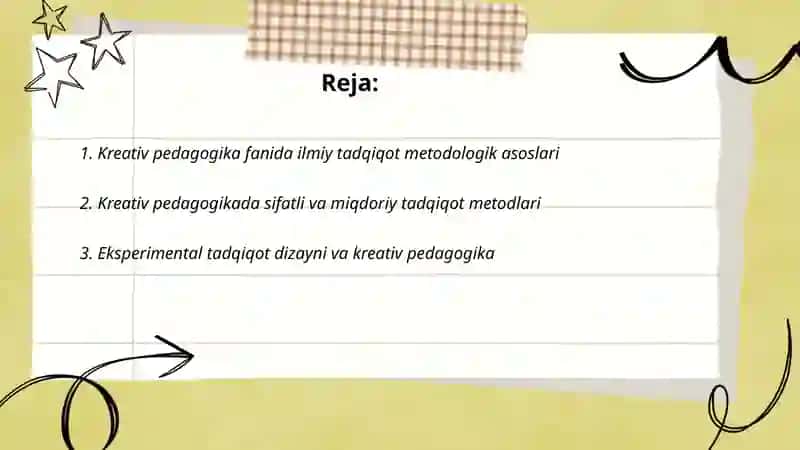 Kreativ pedagogika fanining ilmiy tadqiqot medotlari 2