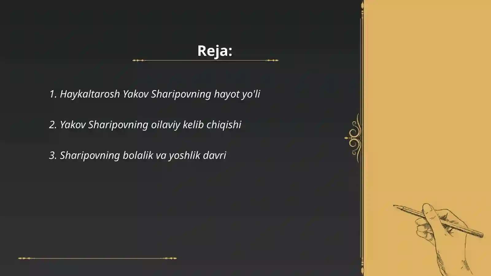Haykaltarosh Yakov Sharipov haqida uning ishlari hayoti haqida 2