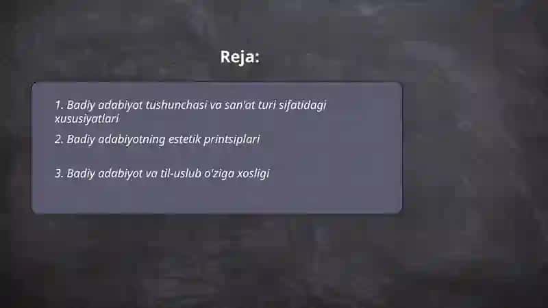 Badiy adabiyot san'at turi sifatida 2