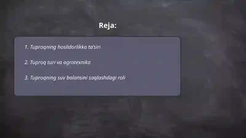 Tuproqning hosildorlikka ta'siri 2