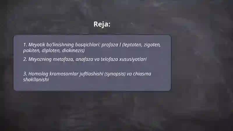 Hujayra meyotik boʻlinishi 2