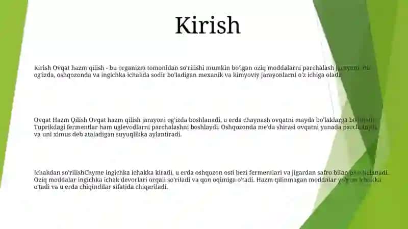 Ovqat Hazm Qilish 2