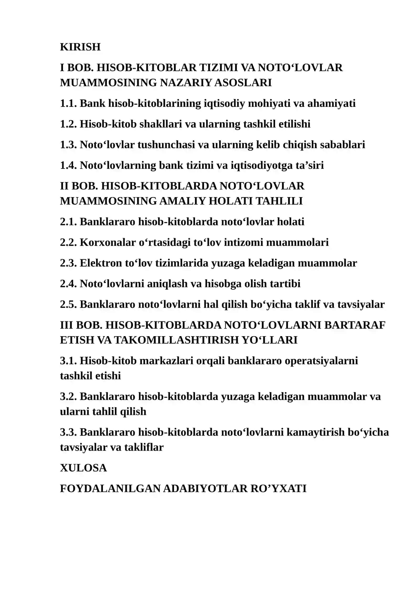 Hisob kitoblarda notoʻlovlar muammosi va uni hal qilish yoʻllari 2