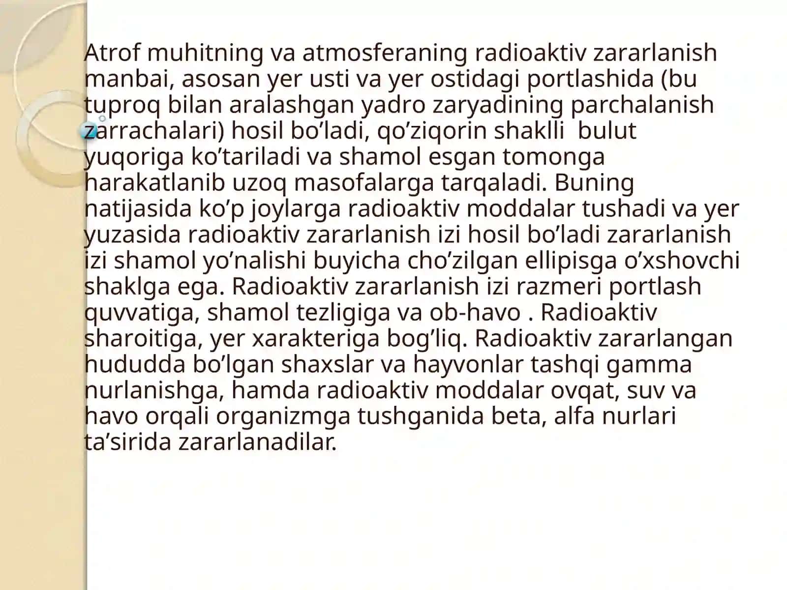 RADIOAKTIV ZARARLANISH MANBAALARI. 2