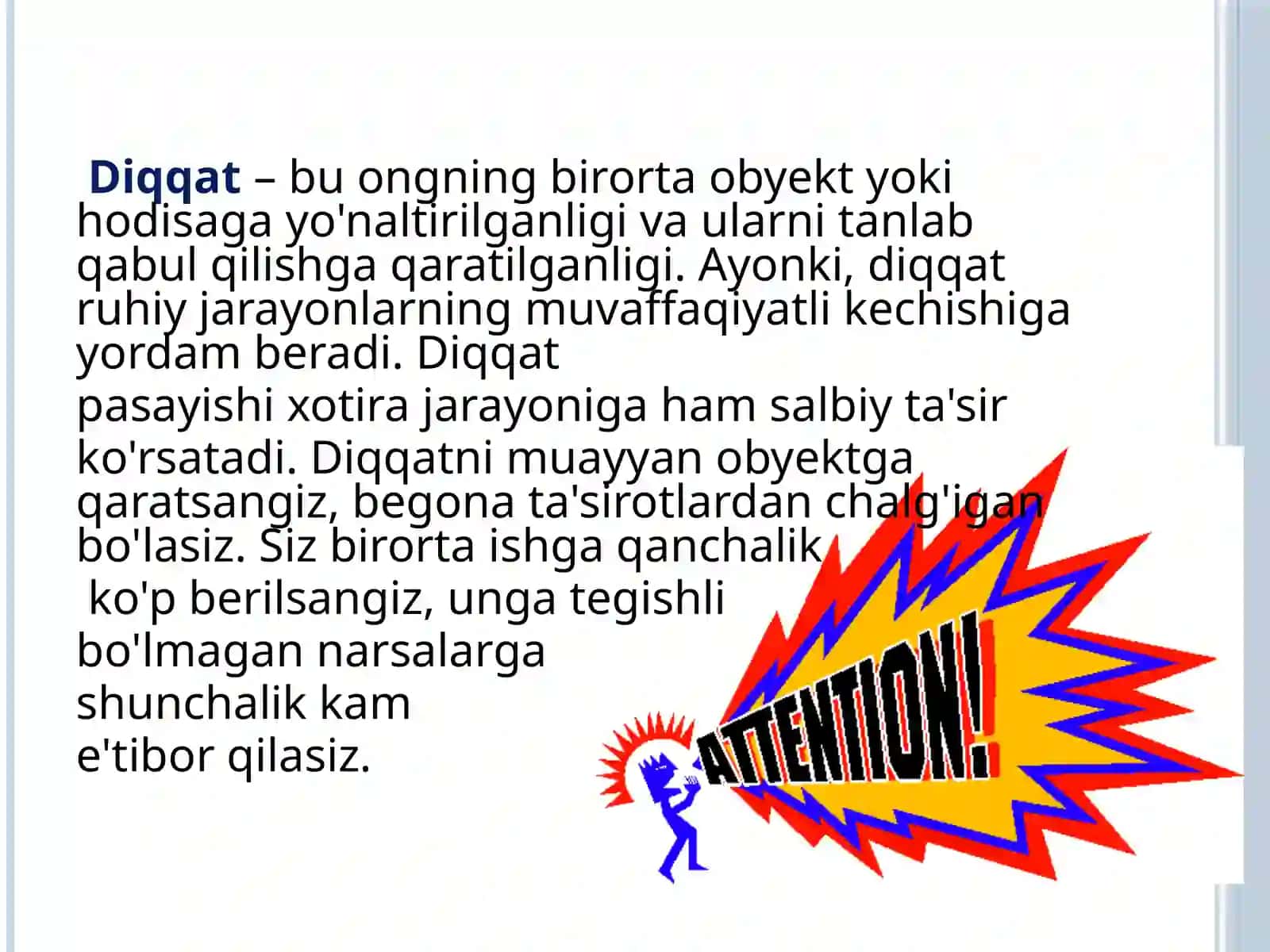 DIQQAT VA DIQQATNING SHAKLLANISHI 2