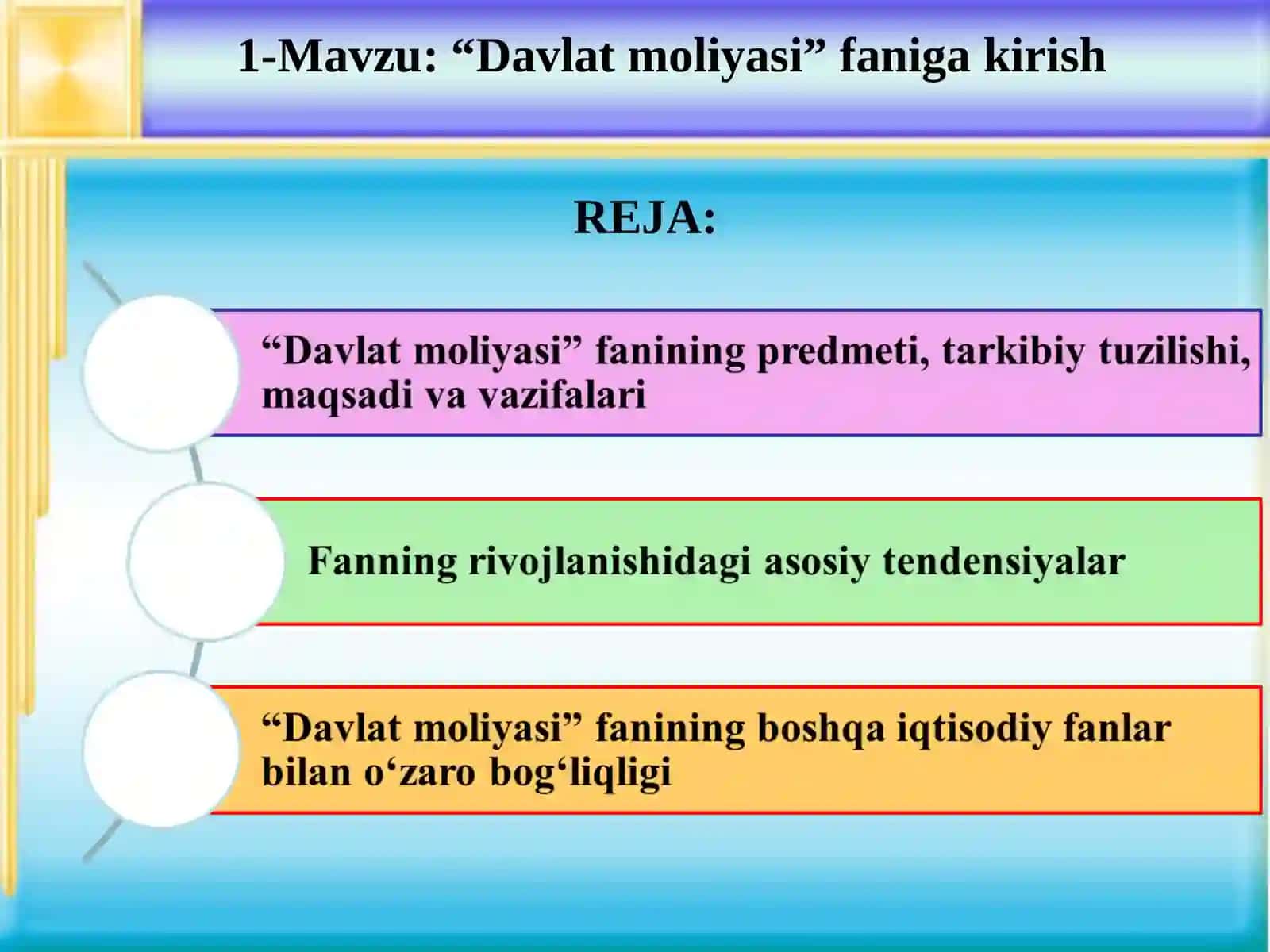 DAVLAT MOLIYASI FANIGA KIRISH 2