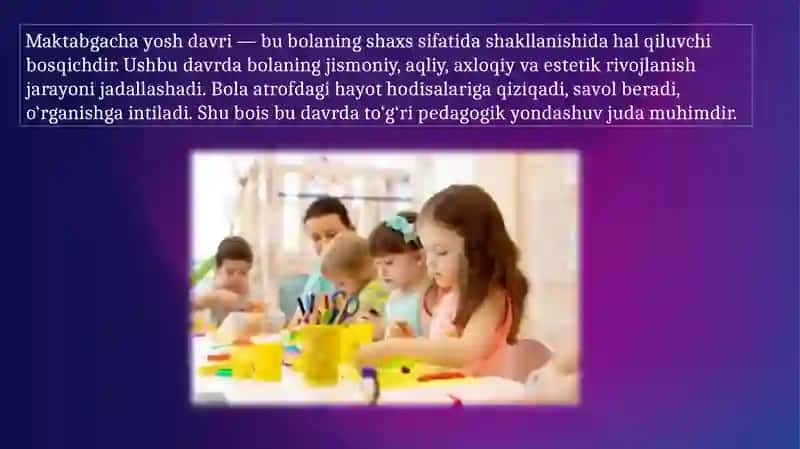 Maktabgacha tarbiya yosh davri 2