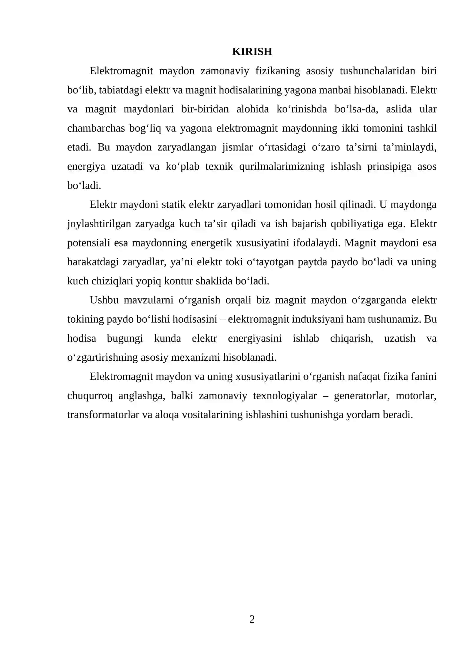 ELEKTROMAGNIT MAYDON HAQIDA UMUMIY TUSHUNCHA 2