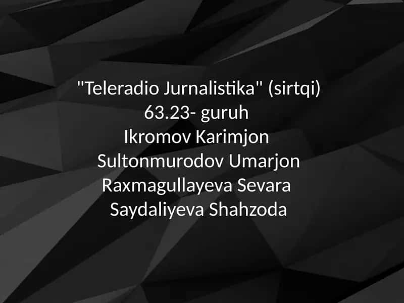 Jurnalistika talimi 2