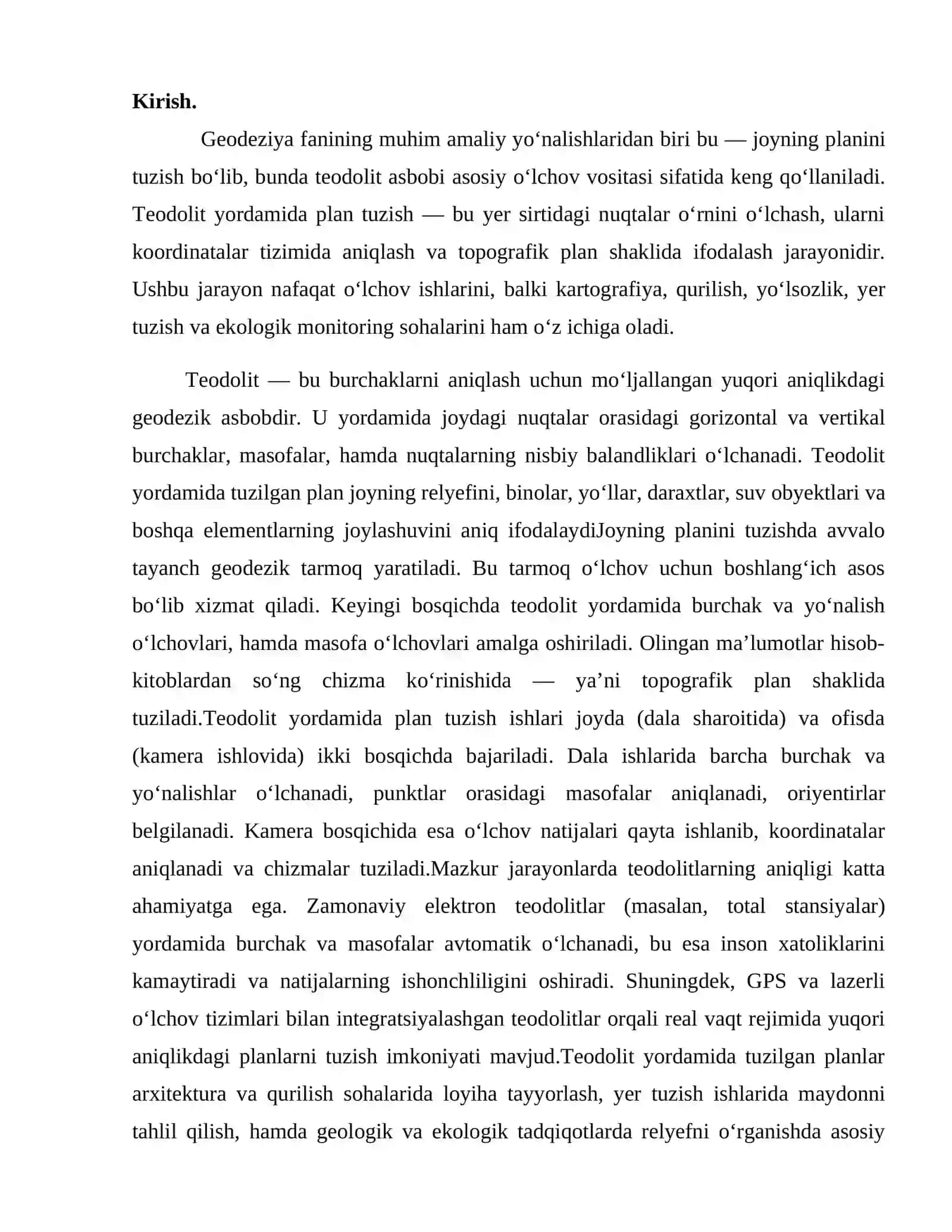 Teodolit yordamida plan tuzish 2