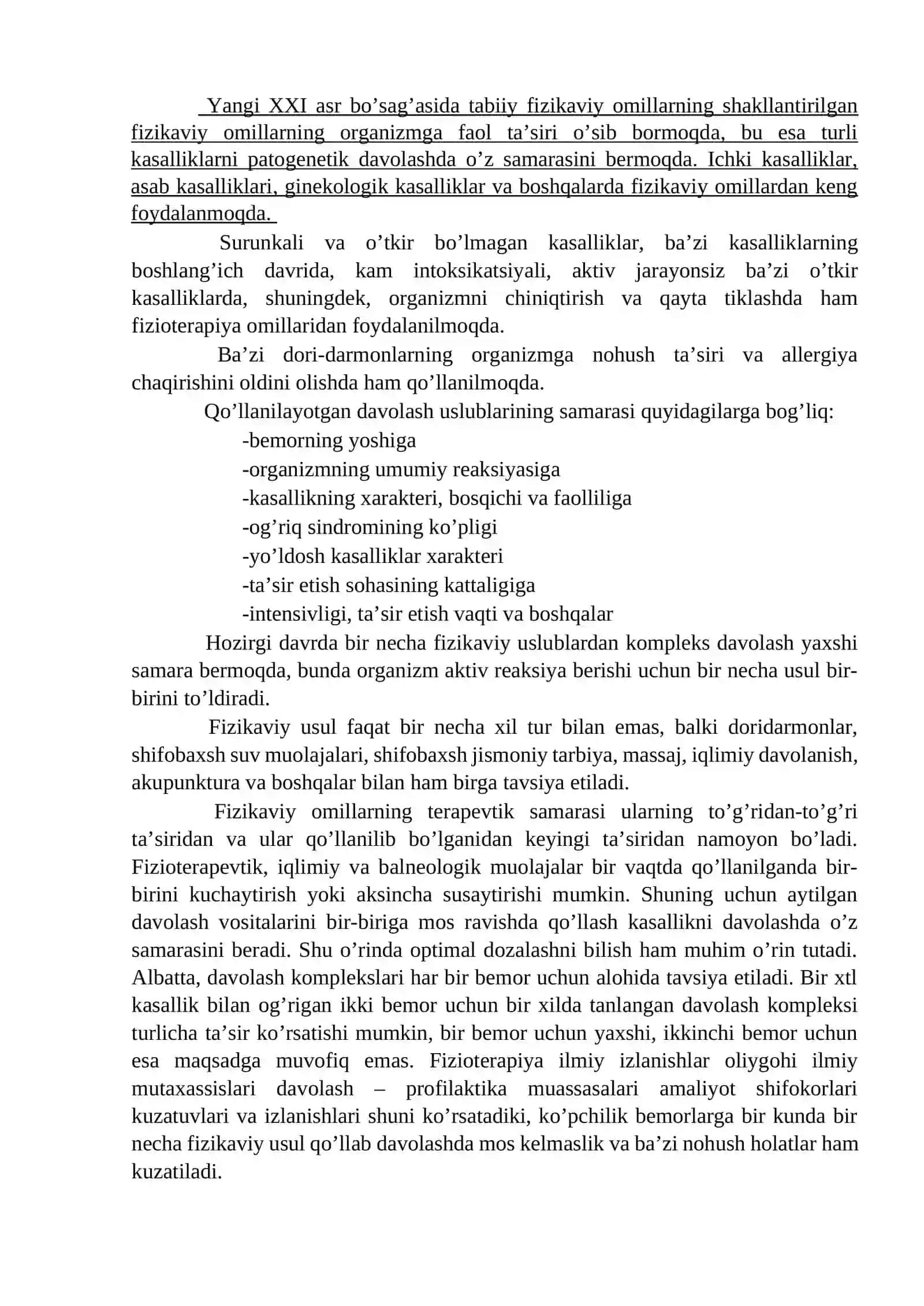 Bemorni fizioterapevtik usullar va dori darmon bilan kompleks davolash 2