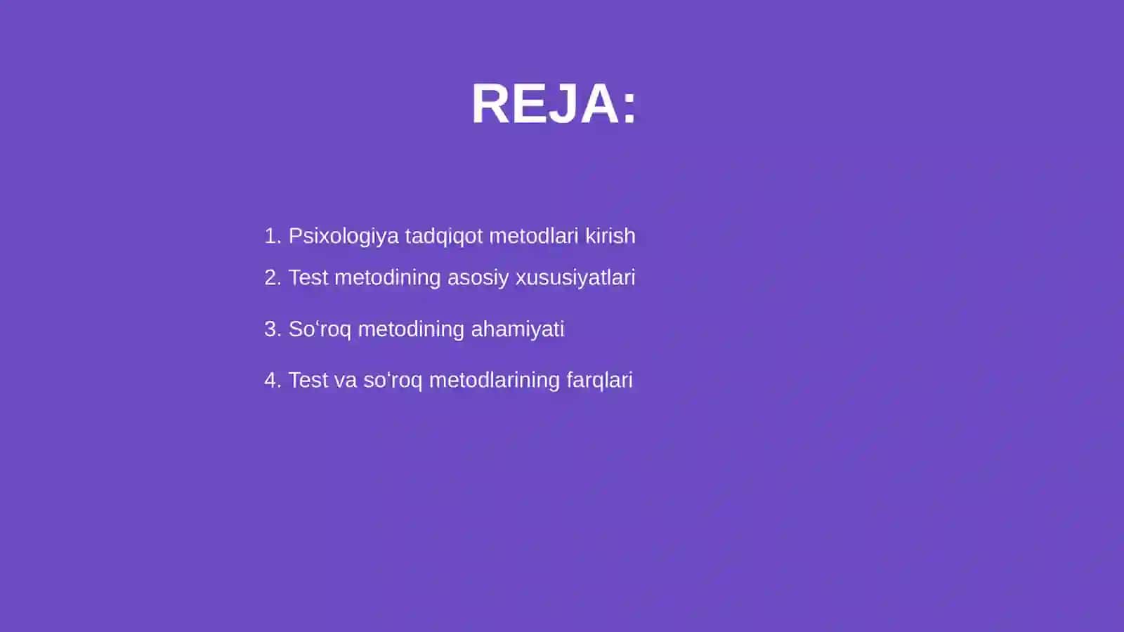 Psixologiya tadqiqot metodlari test va soʻroq 2