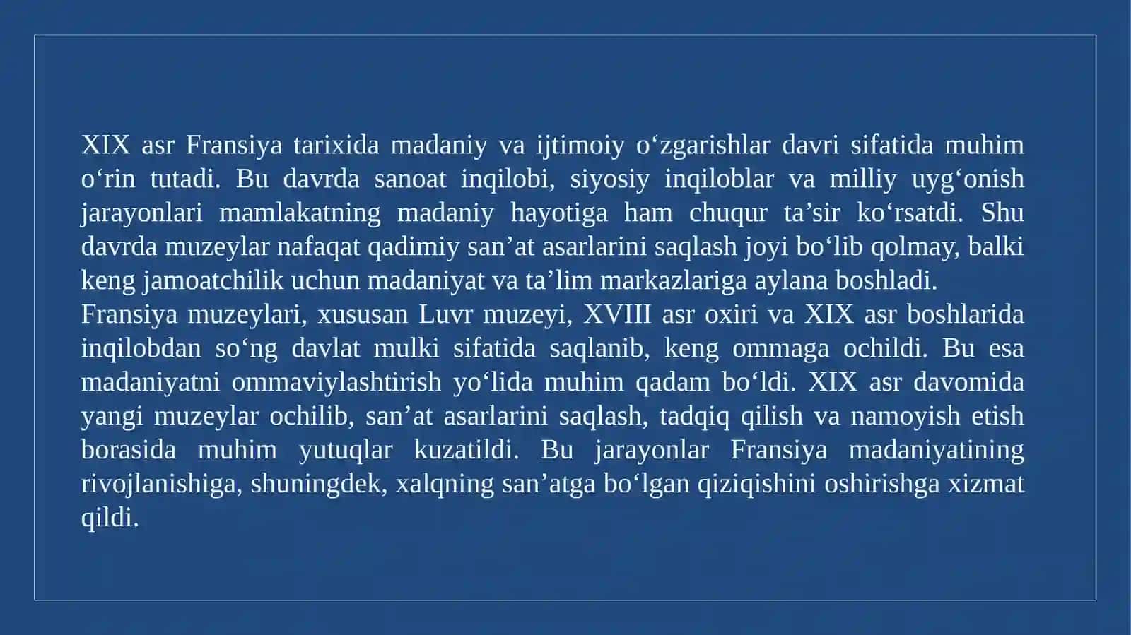 XIX asrda Fransiya muzeylari taraqqiyoti 2