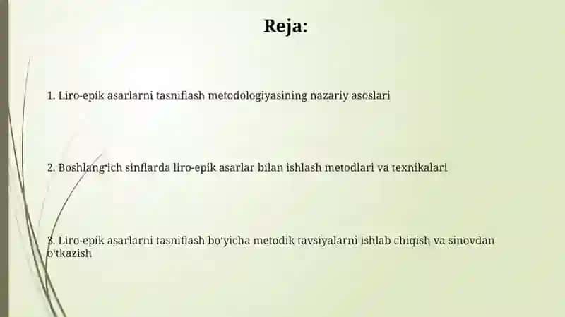 Liro-epik asarlar ustida ishlash uchun metodik tavsiyalar 2