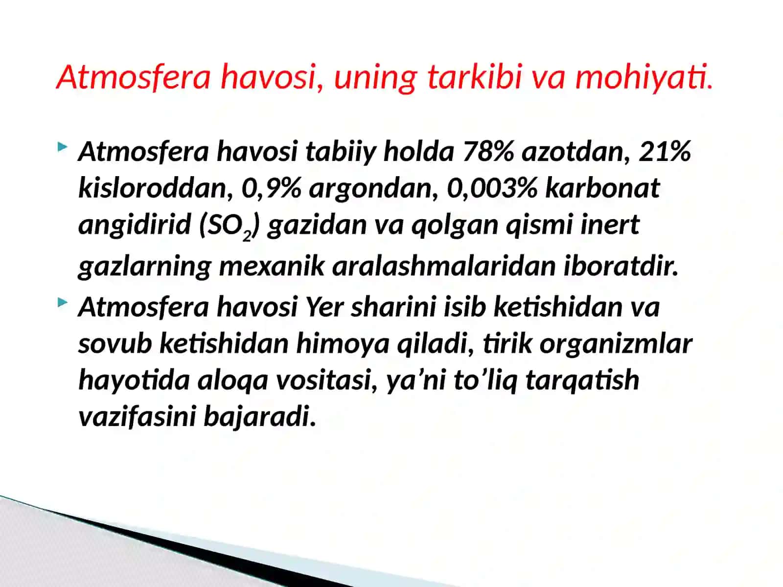 Atmosfera havosi va uning tarkibi 2