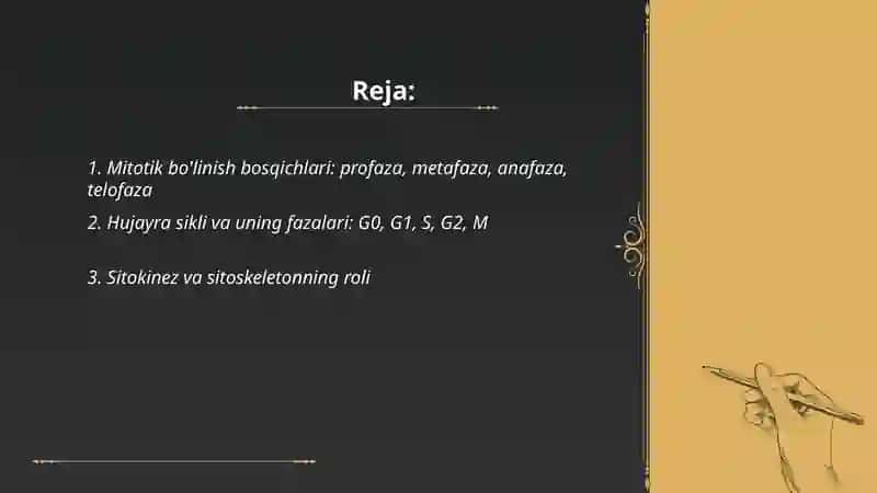 Hujayralarning mitotik bo'linishi va hujayra sikli 2