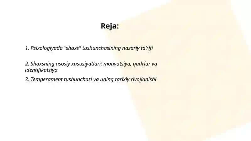 Psixologiyada "shaxs" tushunchasi 2