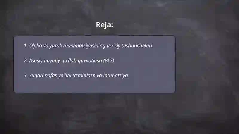 O'pka va yurak reanimatsiyasi 2