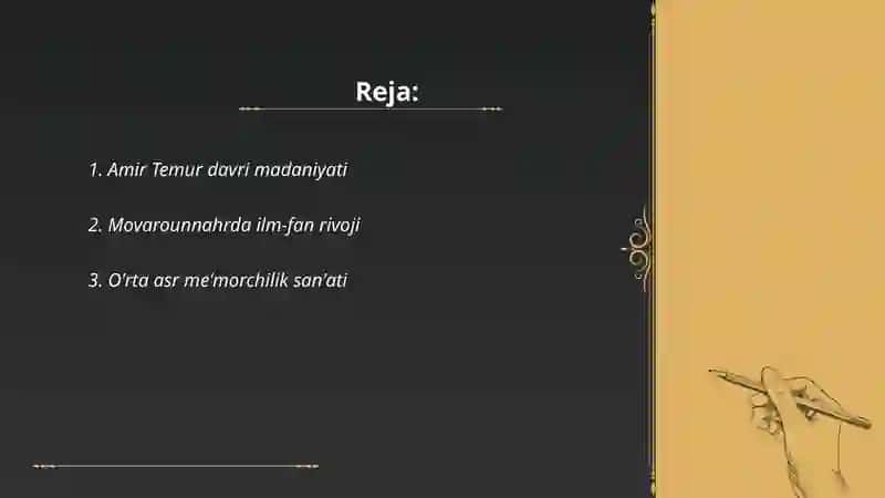 Amir Temur davri madaniyati 2
