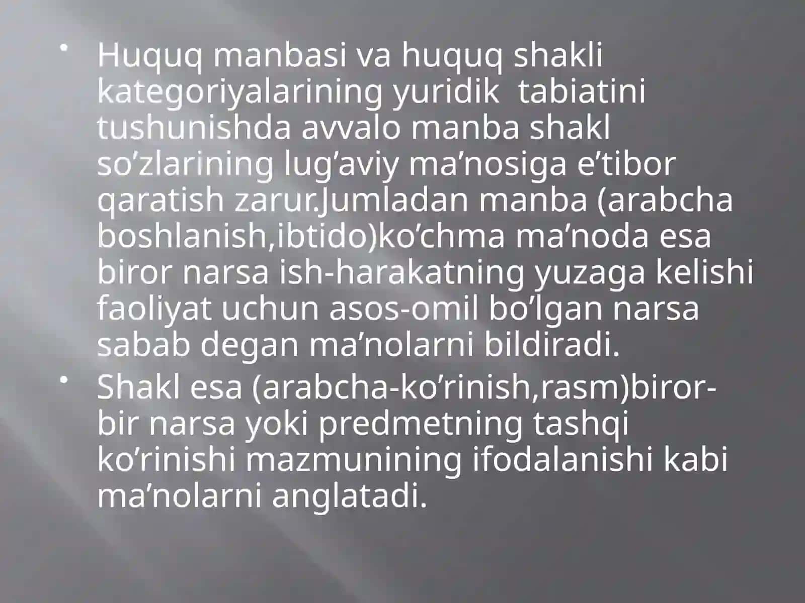 O’zbekiston Respublikasida huquqning asosiy manbalari 2
