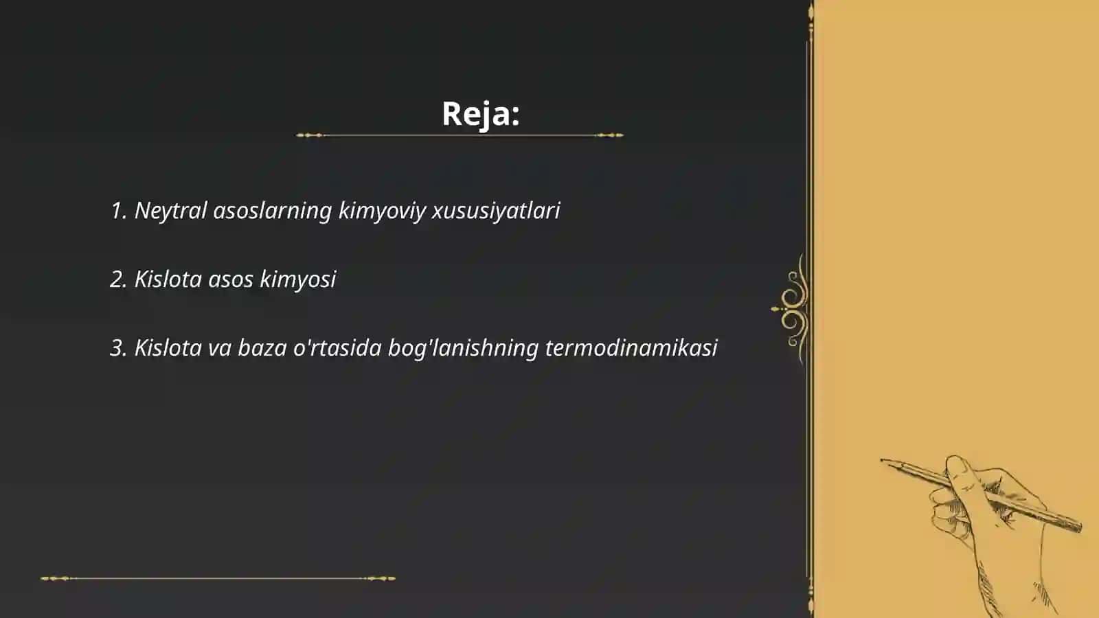 Neytral asos, kislota tabiatli molekulalarning bogʻlanishi 2