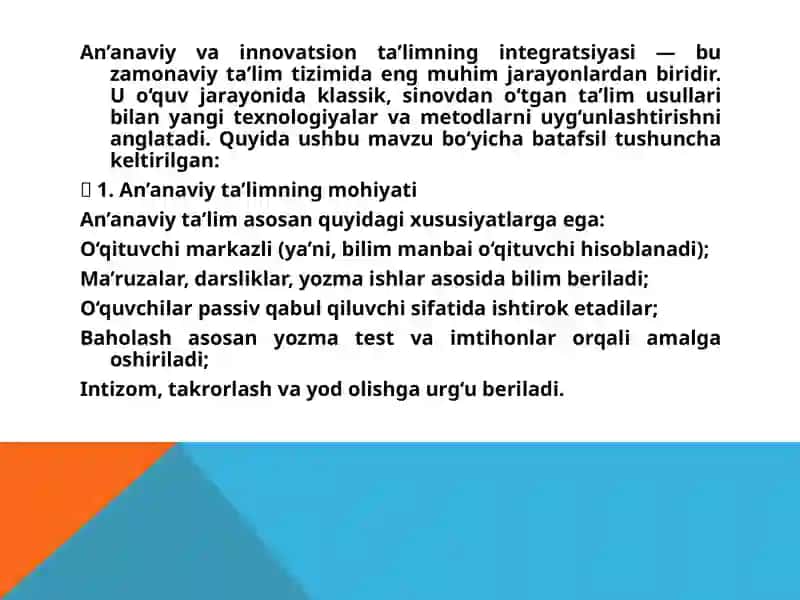 An’anaviyvainnovatsion ta’limning integratsiyasi 2