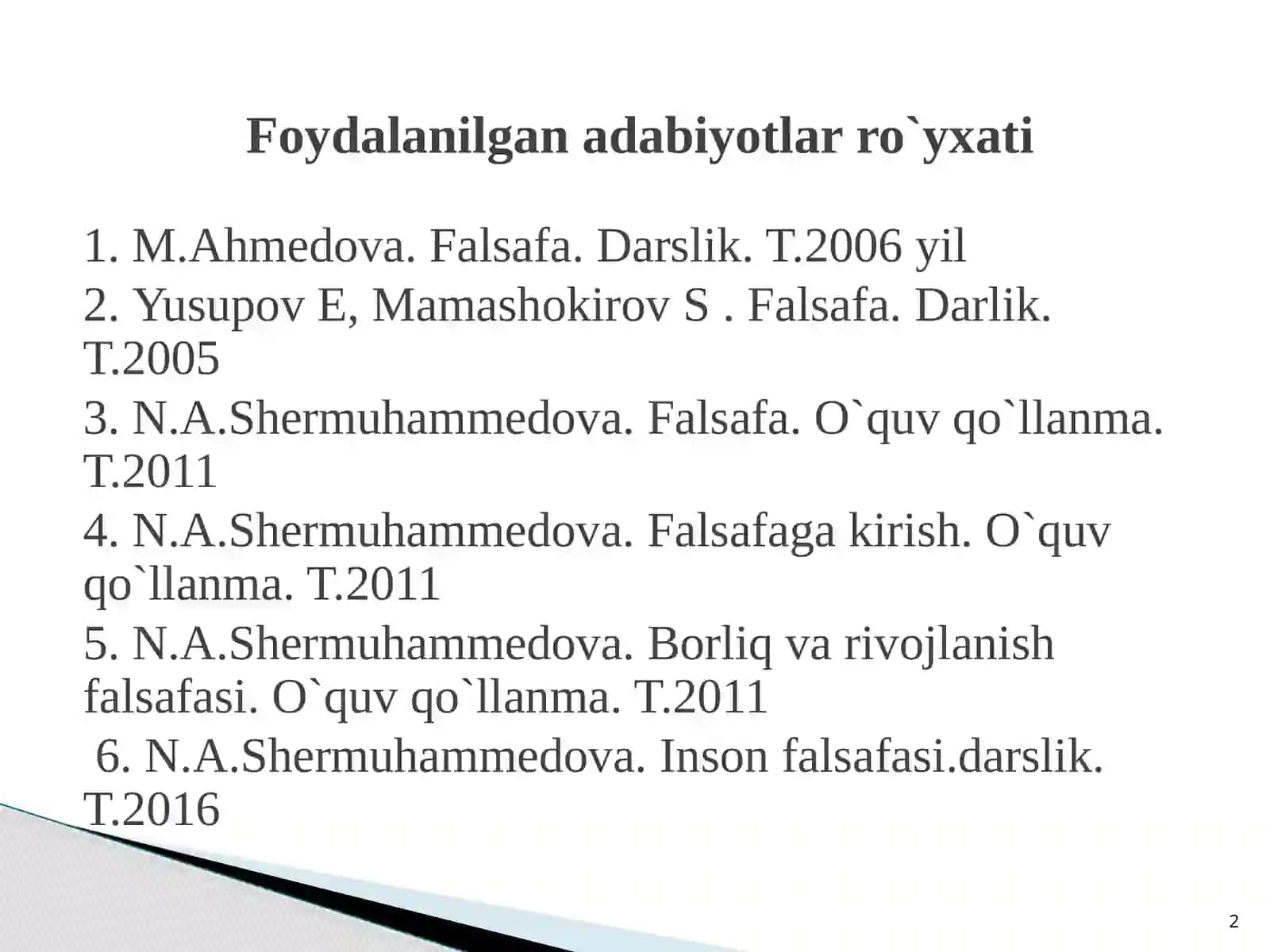 Rivojlanish falsafasi 2