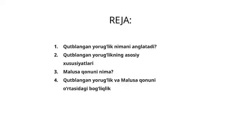 Qutblangan yorugʻlik va Malusa qonuni 2