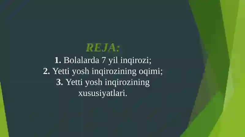 Bolalarda 7 yil inqirozi 2