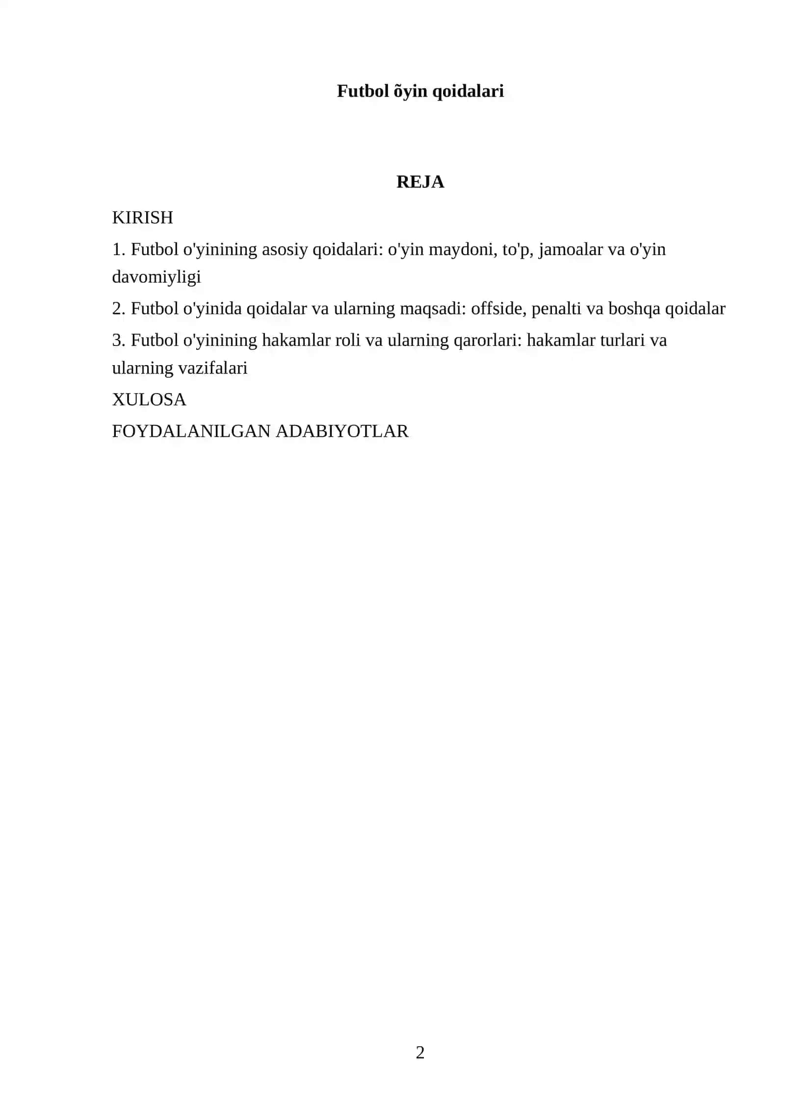Futbol õyin qoidalari 2