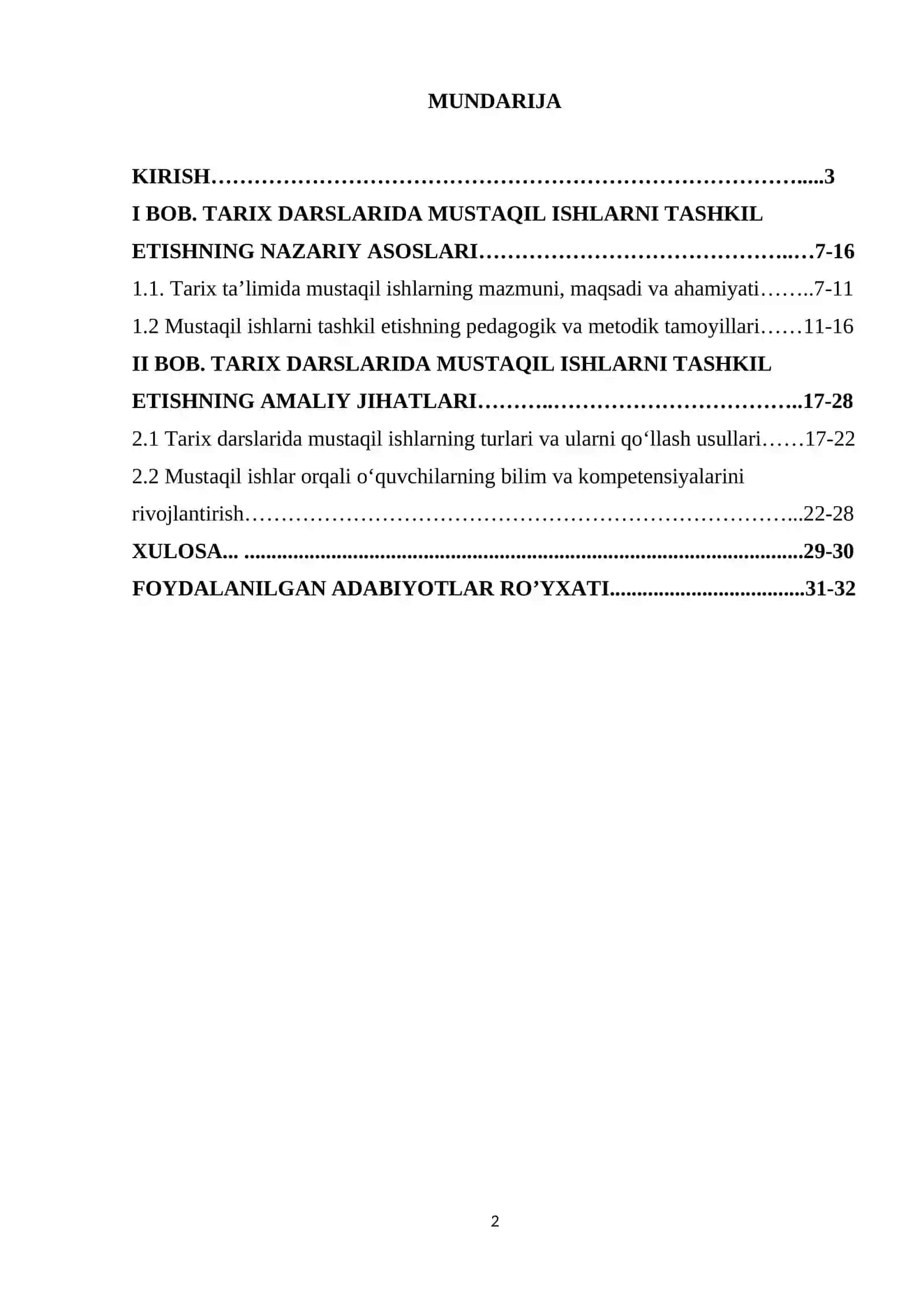 Tarixiy darslarini mustaqil ishlarini tashkil etish 2