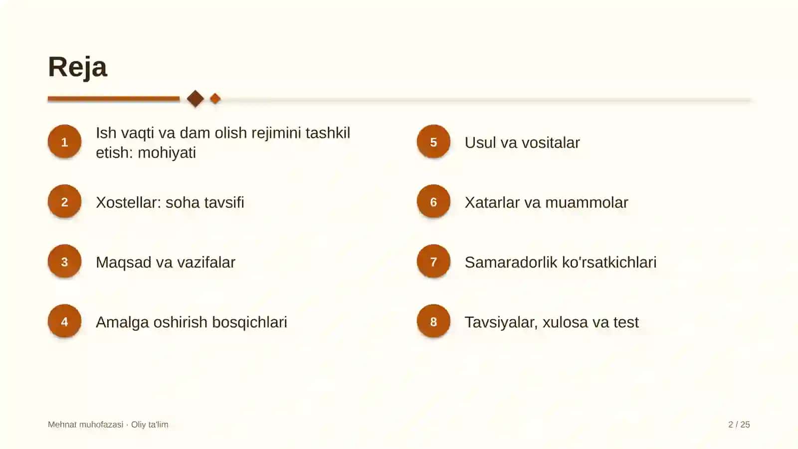 Xostellarda ish vaqti va dam olish rejimini tashkil etish 2