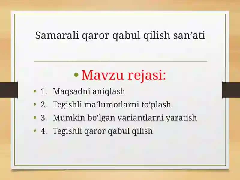 Samaraliqaror qabul qilish san’ati 2