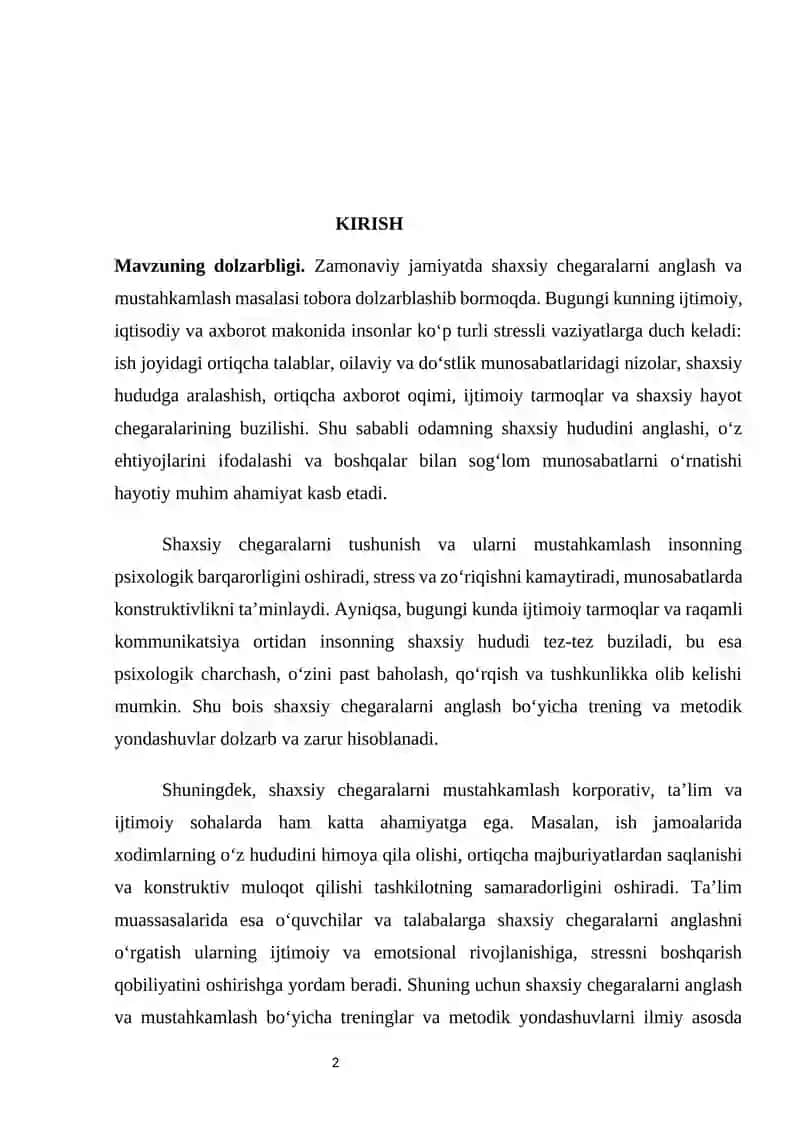 TRENING MASHG’ULOTLARIDA SHAXSIY CHEGARALARNI ANGLASH 2