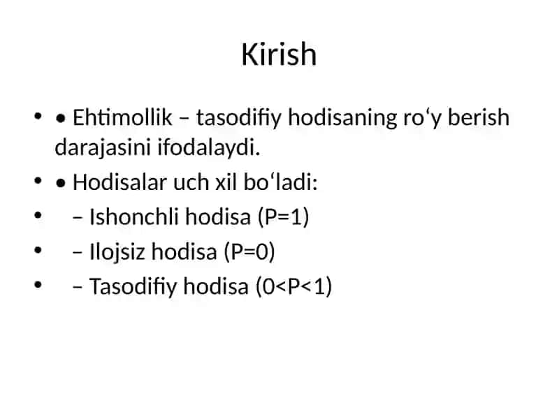 Ehtimollikning klassik statistik ta’riflari 2