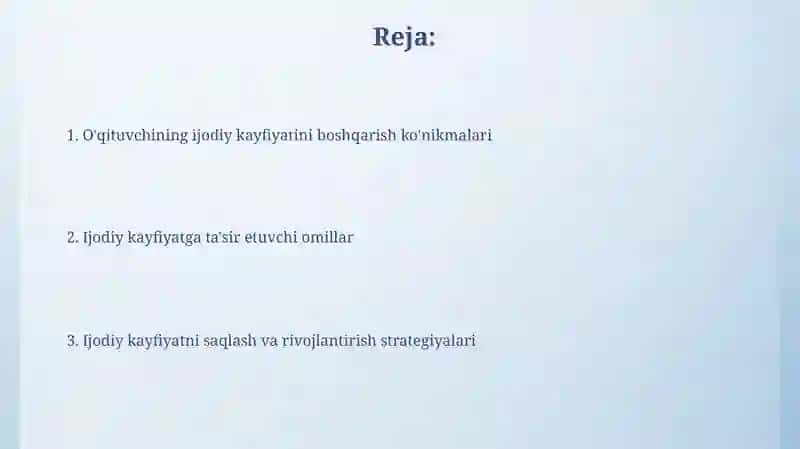 Ijodiy kayfiyatni boshqarish ko‘nikmalari 2