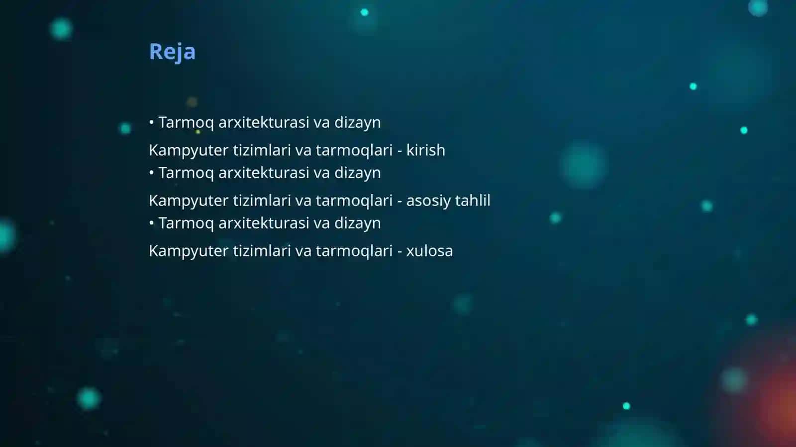 Tarmoq arxitekturasi va dizayn 2