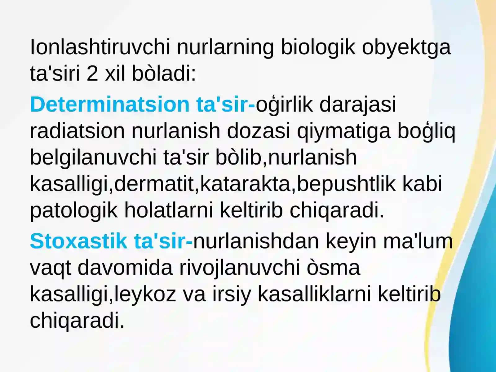 Ionlashtiruvchi nurlarning hujayraga ta'siri 2