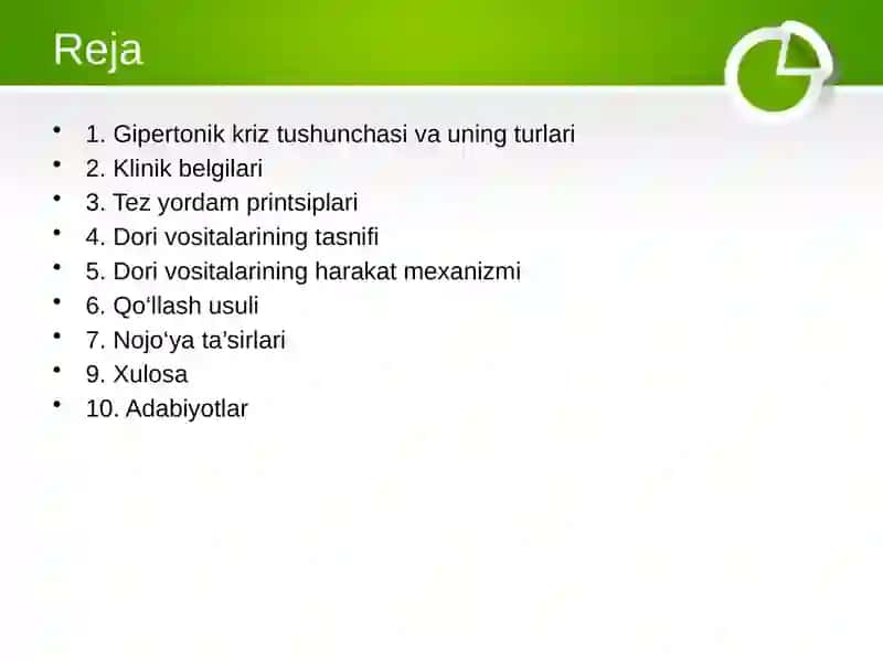Gipertonik krizda ishlatiladigan dori vositalari 2