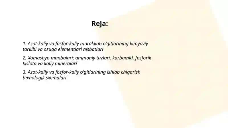 Azot_kaliyi va fosfor_kaliyi murakkab o'gitlar ishlab chiqarish nazariyasi va texnologiyasi 2