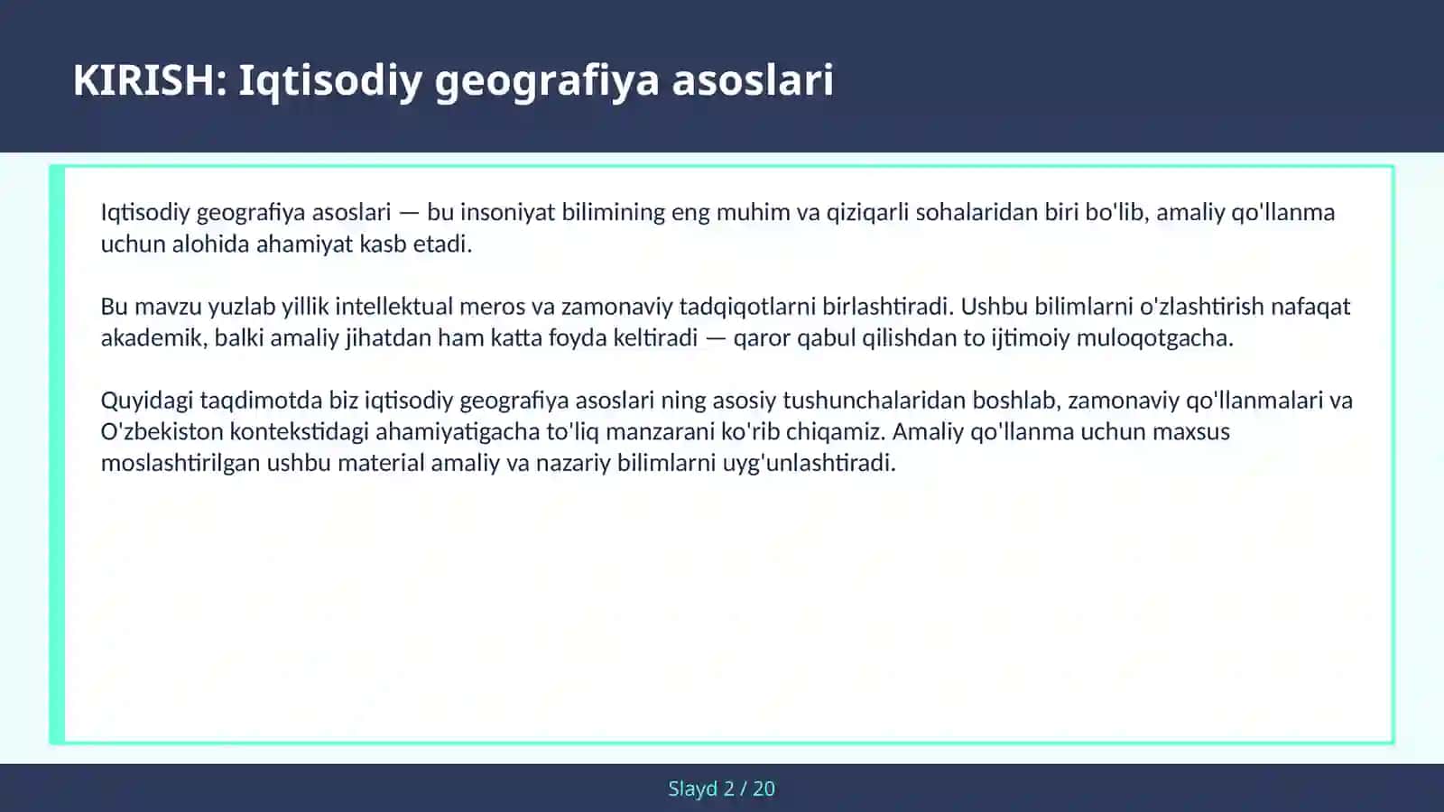 IQTISODIY GEOGRAFIYA ASOSLARI 2